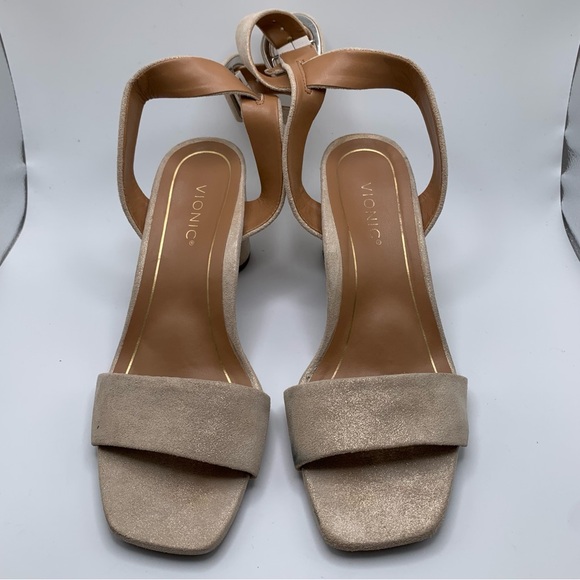 Vionic Zinfandel Women's ankle strap suede gold heel size 6 wedding party 1708 - Picture 3 of 11